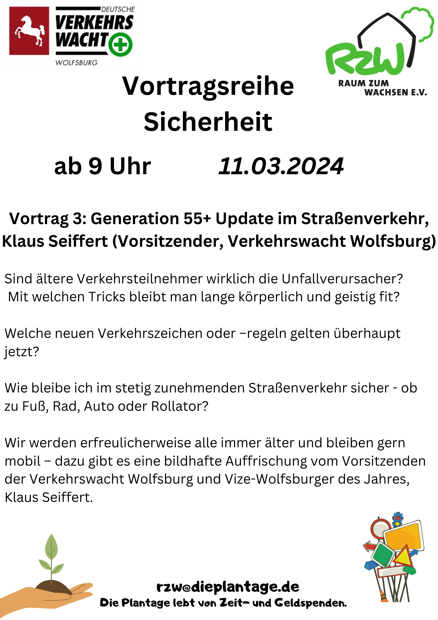 Vortragsreihe Sicherheit -  Generation 55+ Update im Straßenverkehr, 11.03.2024 , 9h